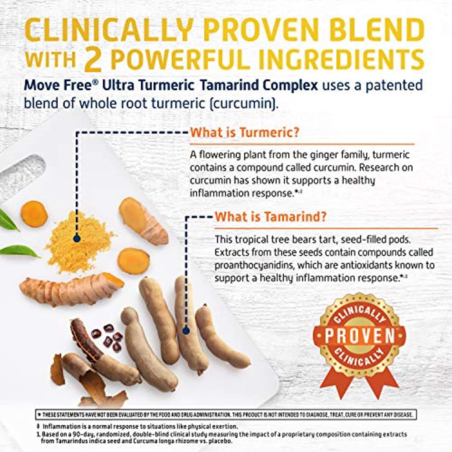 Turmeric & Tamarind - Move Free Ultra Joint Support Tablets (30 Count in a Box), for Clinically Proven Joint Comfort*, Supports Healthy Inflammation Response*, 1 Tiny Pill Per Day, Antioxidants