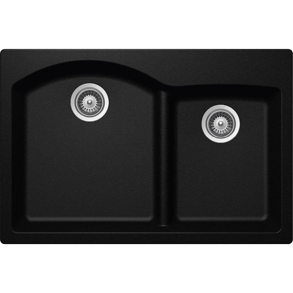 Elkay by Schock Dual Mount Quartz Composite 33 in Double Bowl Kitchen Sink Black