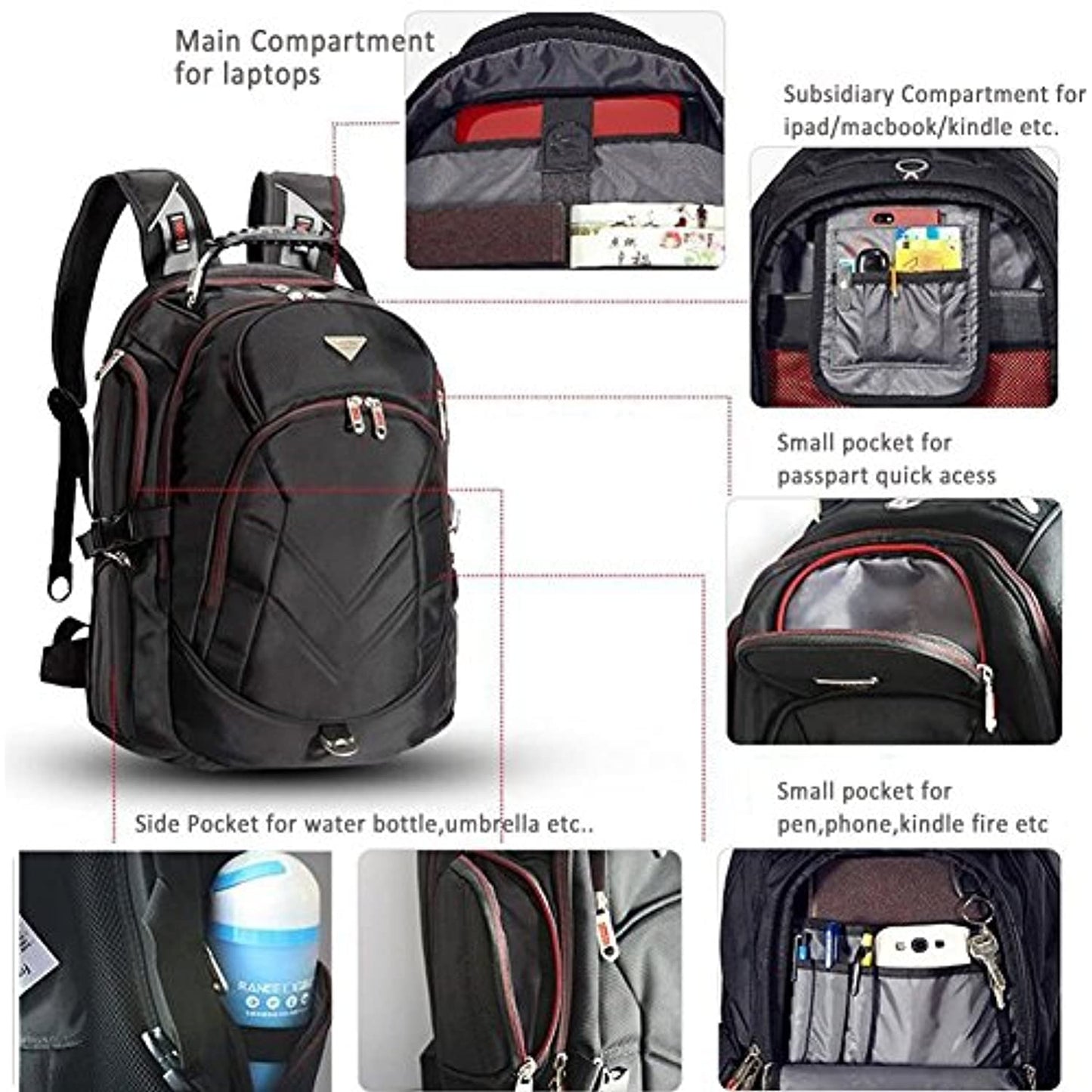 Bonvince 18.4" Laptop Backpack Fits Up to 18.4" Gamer Laptops Black