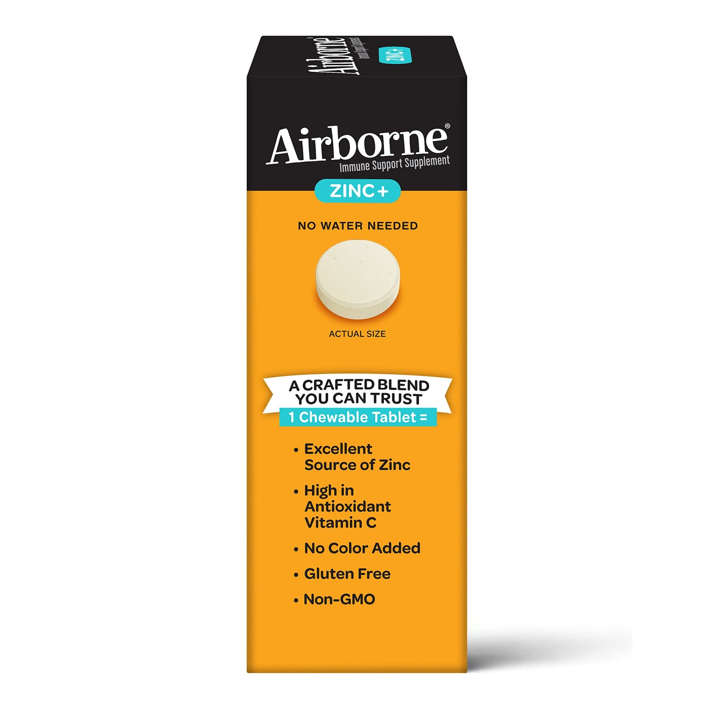 Airborne Zinc + Vitamin C Immune Support 32 Chewable Tablets, EXP 5/2023