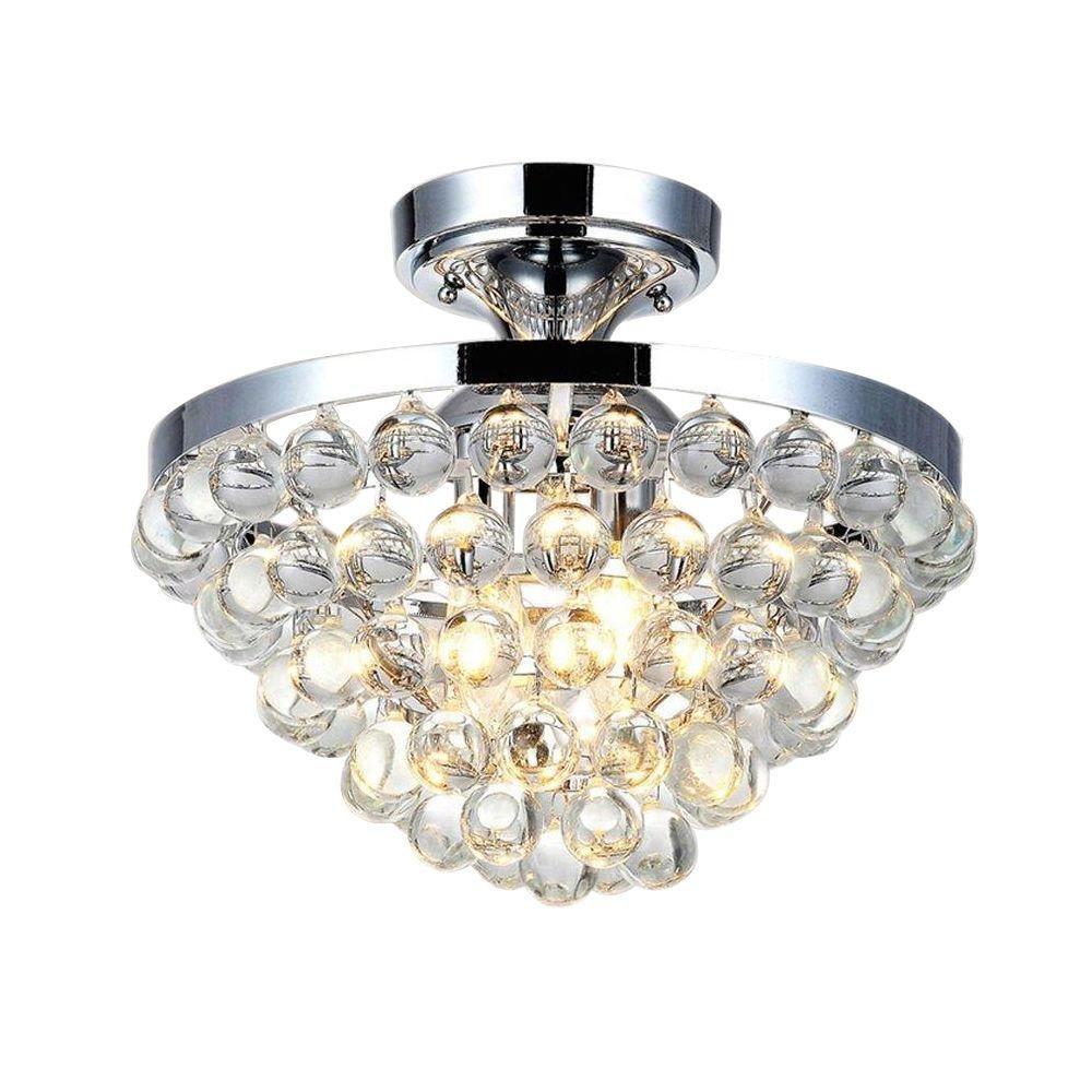 Home Decorators Collection 4-Light Chrome and Crystal Flushmount