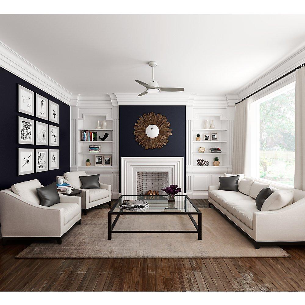 Casablanca Indoor Ceiling Fan with LED Light and Remote Control - Wisp 44 inch, White, 59149