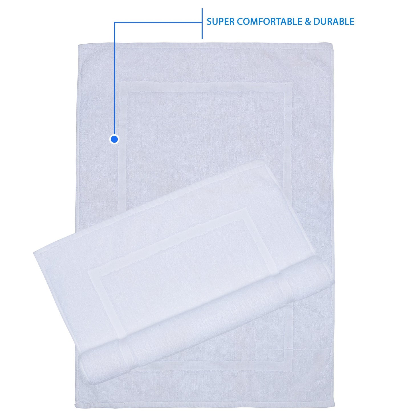 Alurri Luxury Bath Mat 2 Pack Bundle - 100% Ringspun Cotton - Mold Resistant Hotel and Spa Bath Rug, Machine Washable, Quick Dry Thick, Soft & Super Absorbent - Extra Wide 21" x 34" Inch - White
