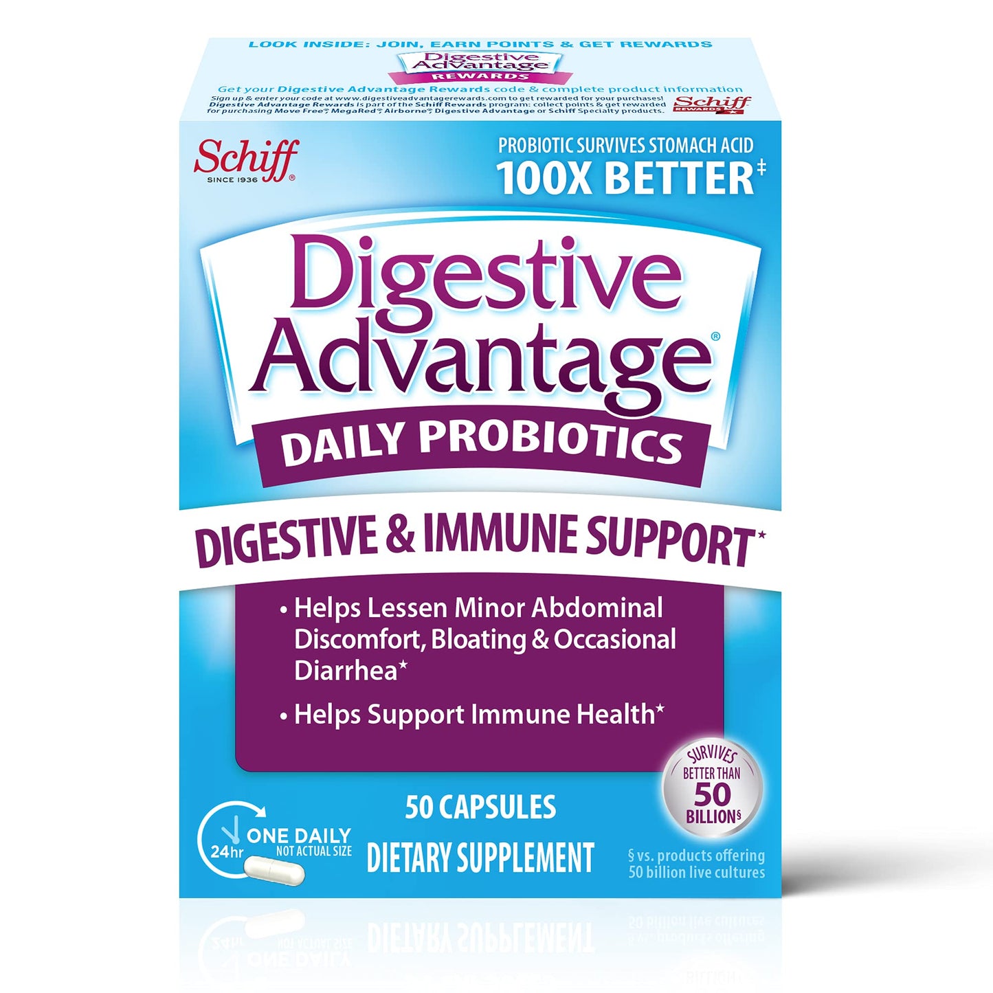 Daily Probiotic Capsule - Digestive Advantage 50 ct EXP 1/2023 NO BOX