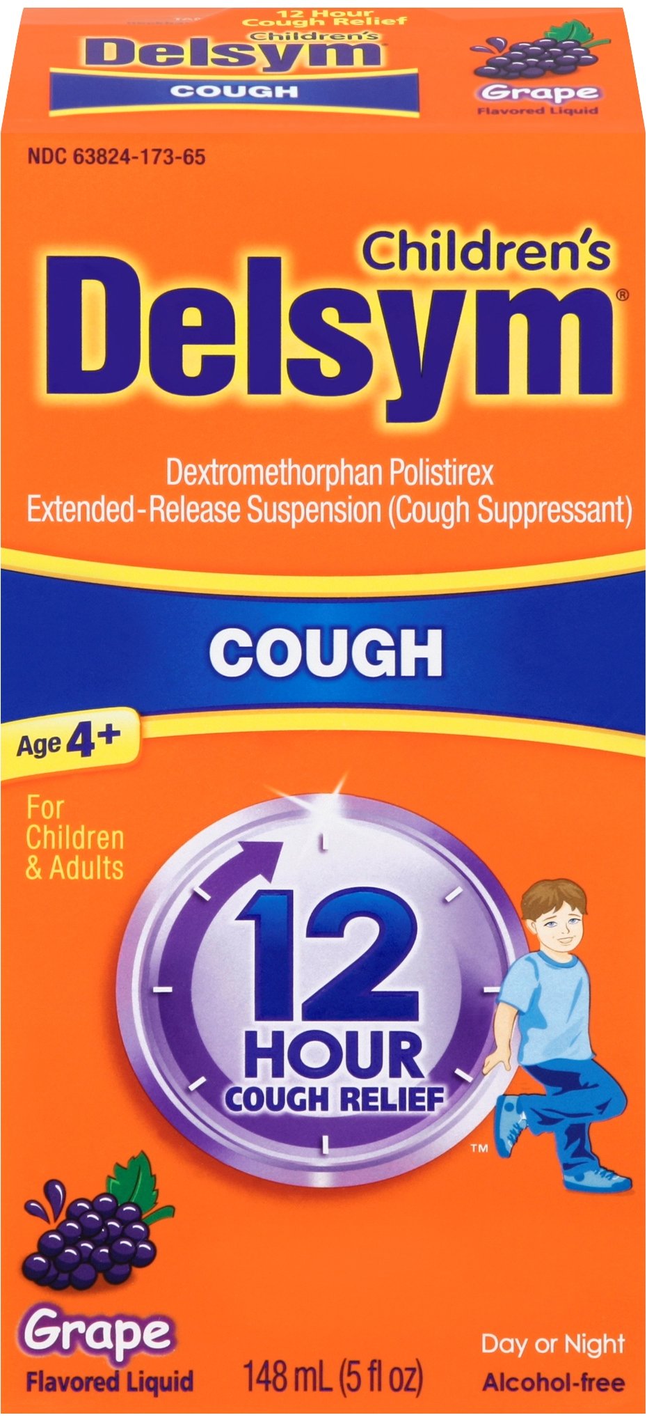 Delsym Children's 12 Hr Cough Relief Liquid, Grape, 5oz EXP 4/2023