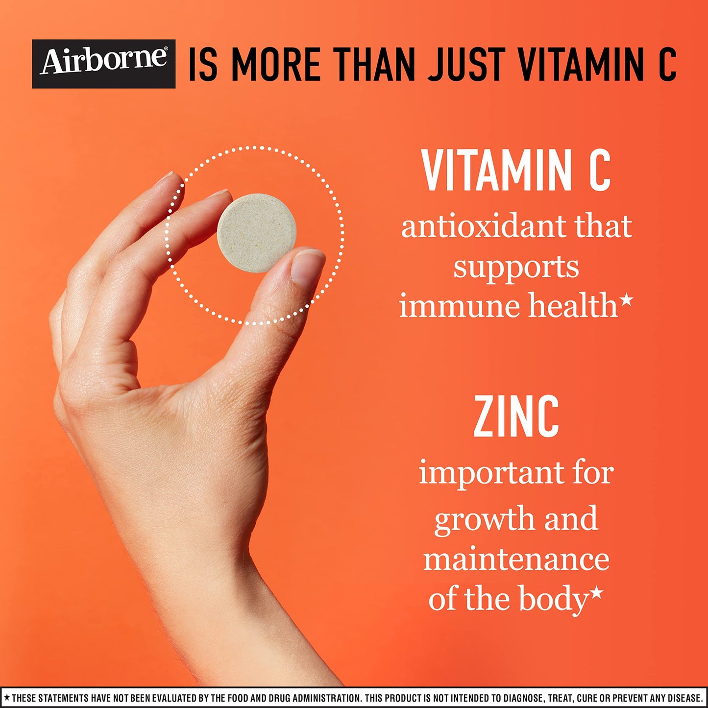 Airborne Zinc + Vitamin C Immune Support 32 Chewable Tablets, EXP 5/2023