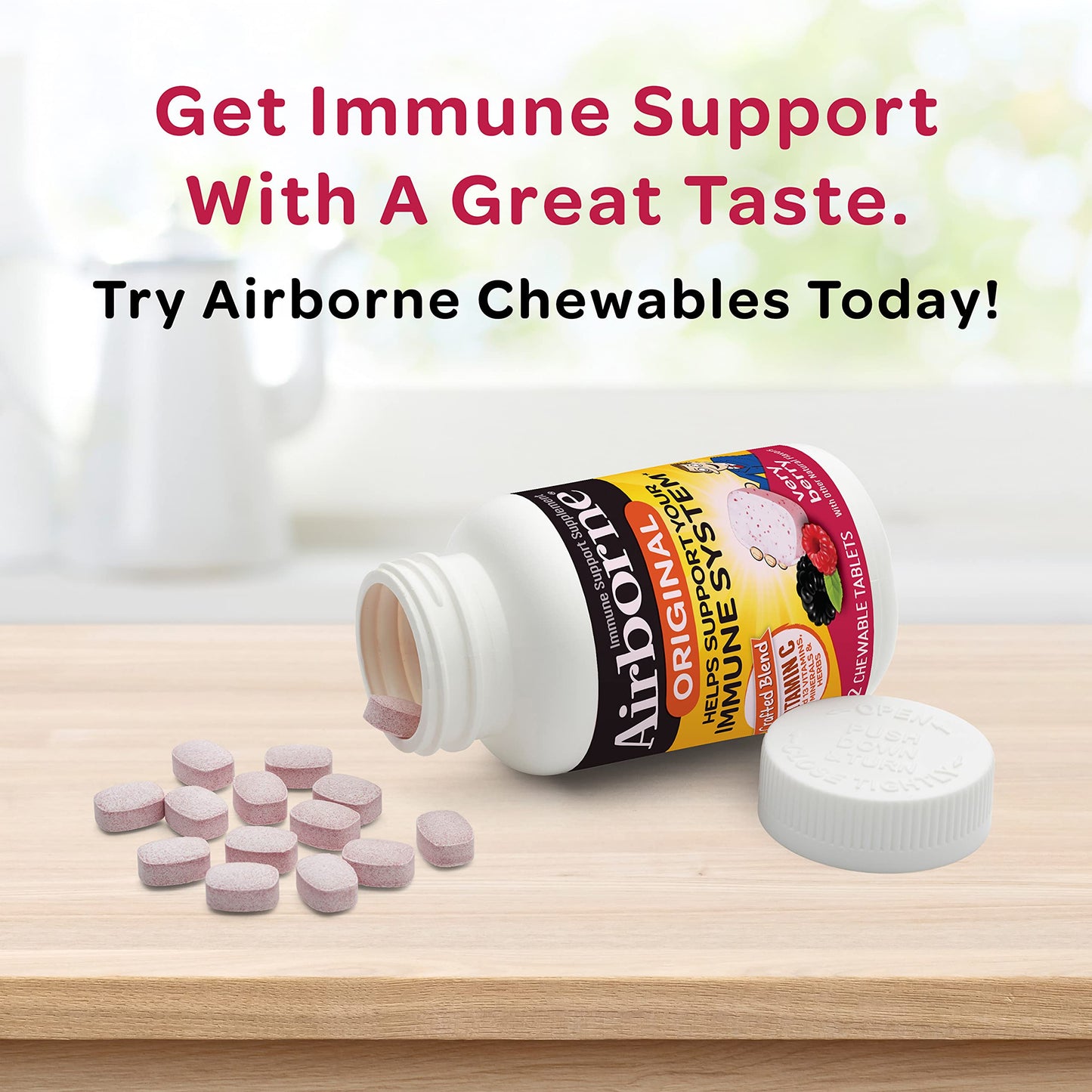Airborne Original Vitamin C 32 Chewable Tablets Very Berry Lot Of 3 New Sealed