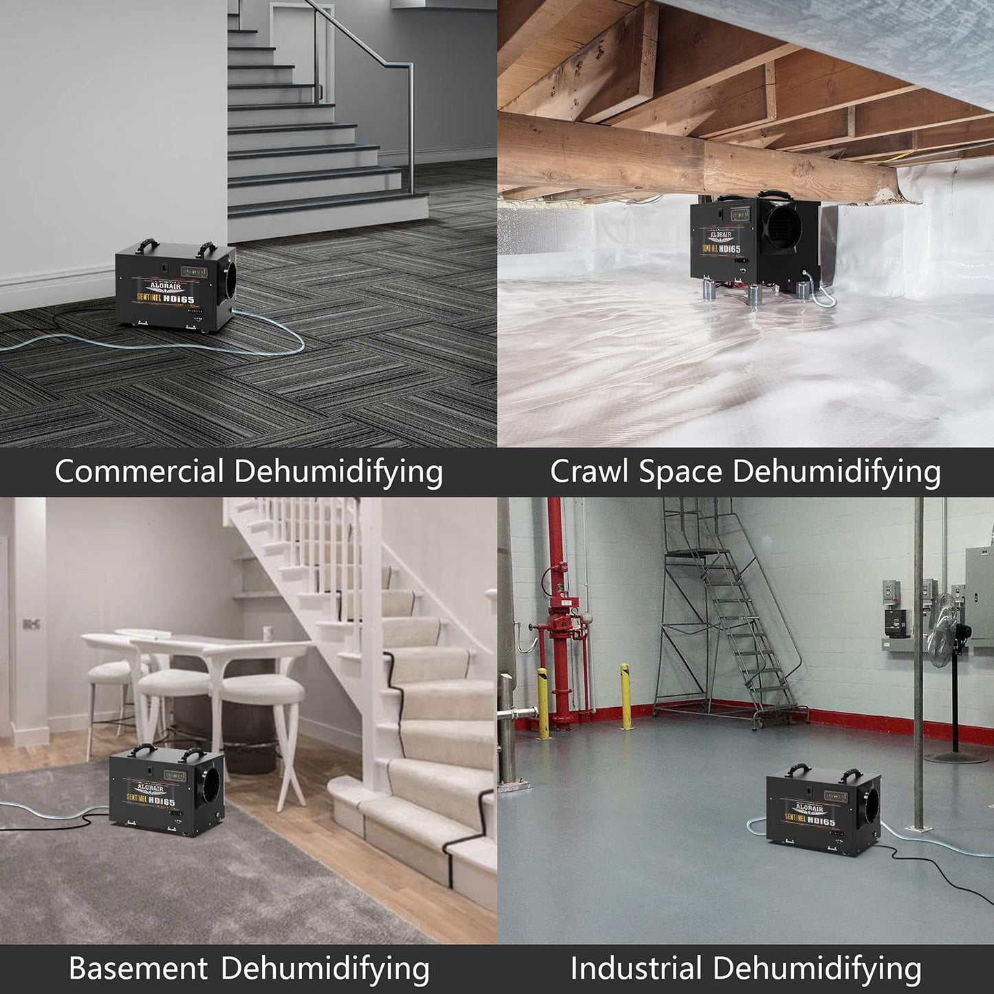 ALORAIR 120 PPD Commercial Dehumidifiers with Pump and Hose, Crawl Space Basement dehumidifier, Industry Water Damage Unit, Compact, Portable, Auto Defrost, Memory Starting, 5 Years Warranty