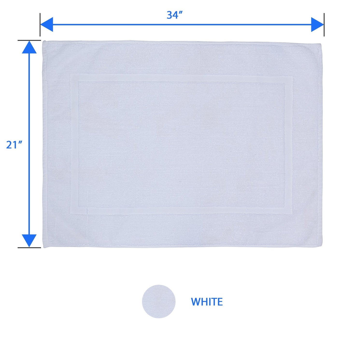 Alurri Luxury Bath Mat 2 Pack Bundle - 100% Ringspun Cotton - Mold Resistant Hotel and Spa Bath Rug, Machine Washable, Quick Dry Thick, Soft & Super Absorbent - Extra Wide 21" x 34" Inch - White