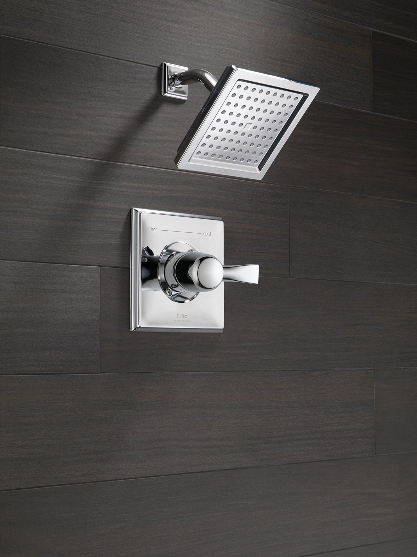 Delta Faucet Dryden 14 Series Single-Function Shower Trim Kit with Single-Spray Touch-Clean Shower Head, Chrome T14251 (Valve Not Included)