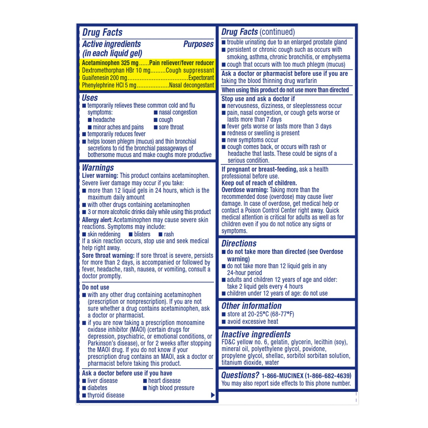 Mucinex Fast Max-Maximum Strength Cold Flu & Sore Throat-16 Liquid Gels NO BOX