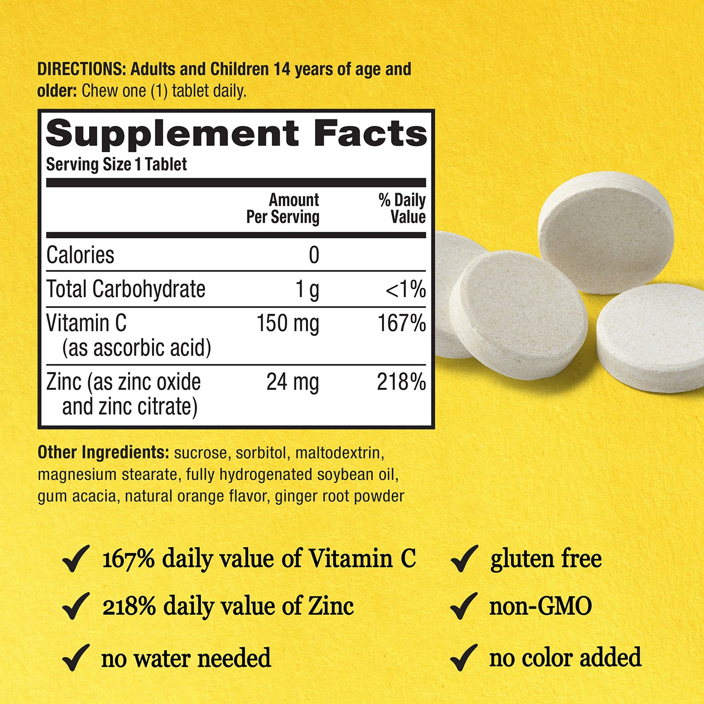 Airborne Zinc + Vitamin C Immune Support 32 Chewable Tablets, EXP 5/2023