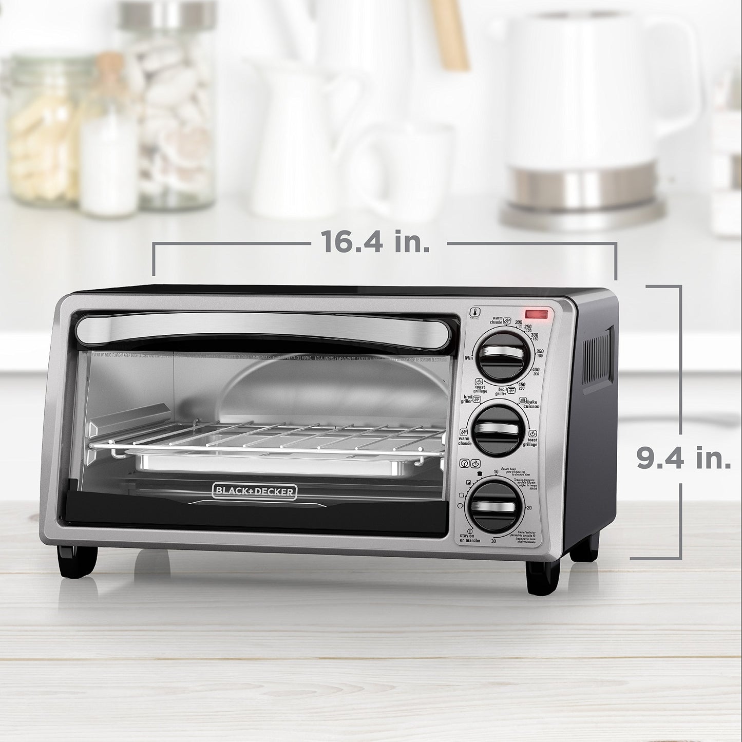 Black and Decker TO1313SBD 4-Slice Toaster Oven, Black