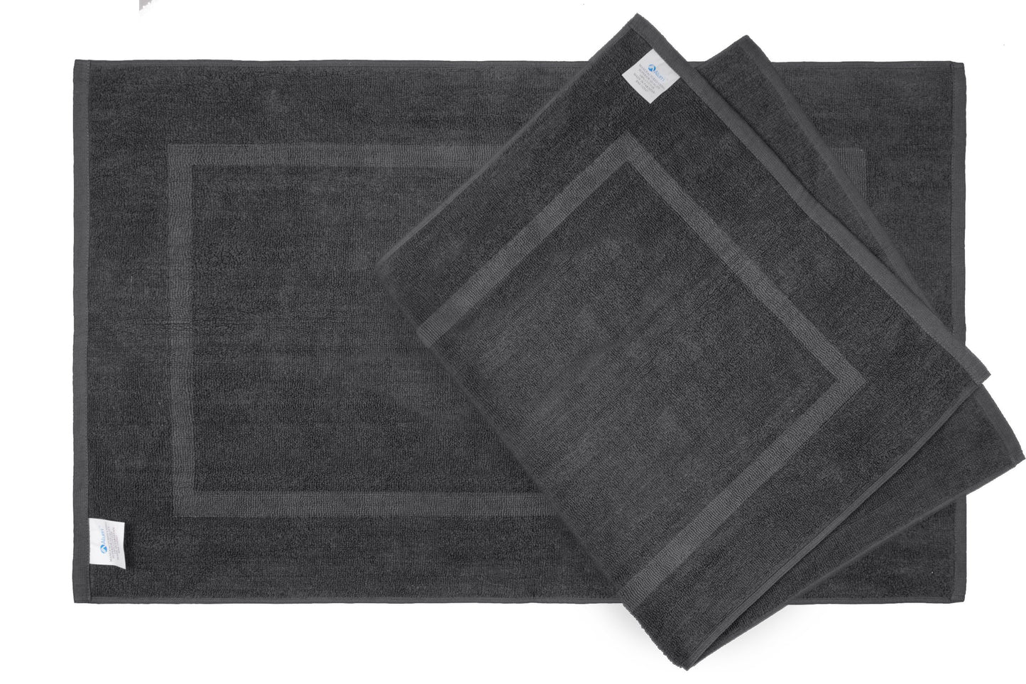 Bath Mat Cotton Washable Contour Rug 21x34 Inch Tub Mat 2 Pack by Alurri Grey
