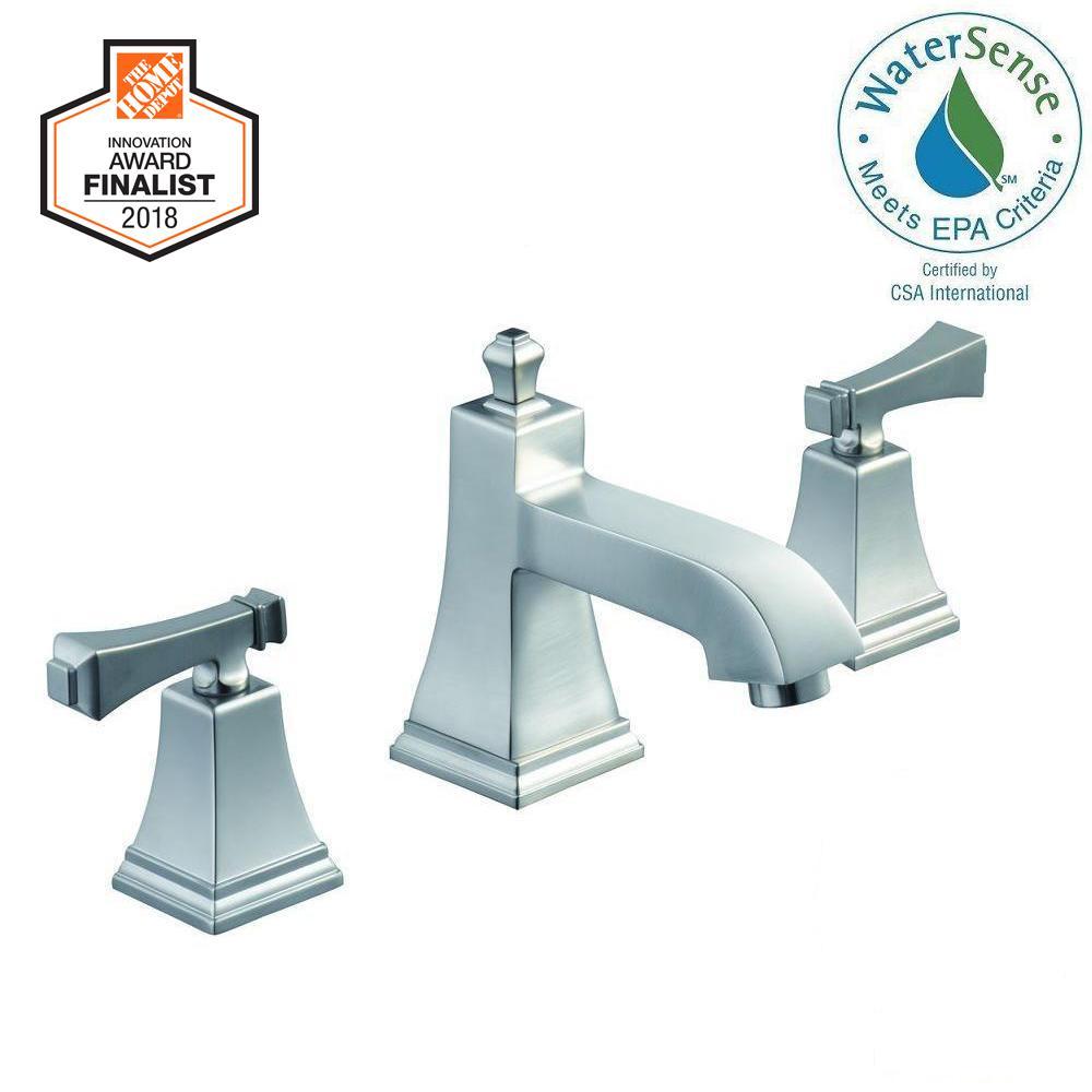 Glacier Bay Exhibit 8 in. Widespread 2-Handle Low-Arc Bathroom Faucet in Brushed Nickel