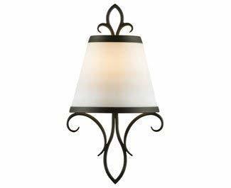 Feiss WB1486BK Peyton Glass Wall Sconce Lighting, Black, 1-Light (8"W x 14"H) 60watts