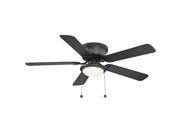 Hugger Low-profile Flush Mount 52 Inch Black Ceiling Fan W/Frosted Glass Light