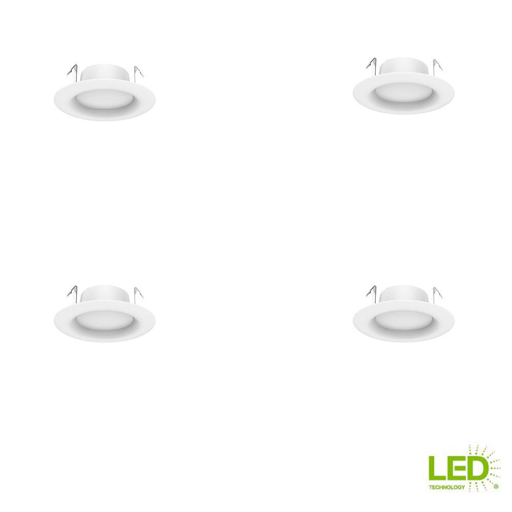 EcoSmart 4 in. White Integrated LED Recessed Trim, Daylight (4-Pack)