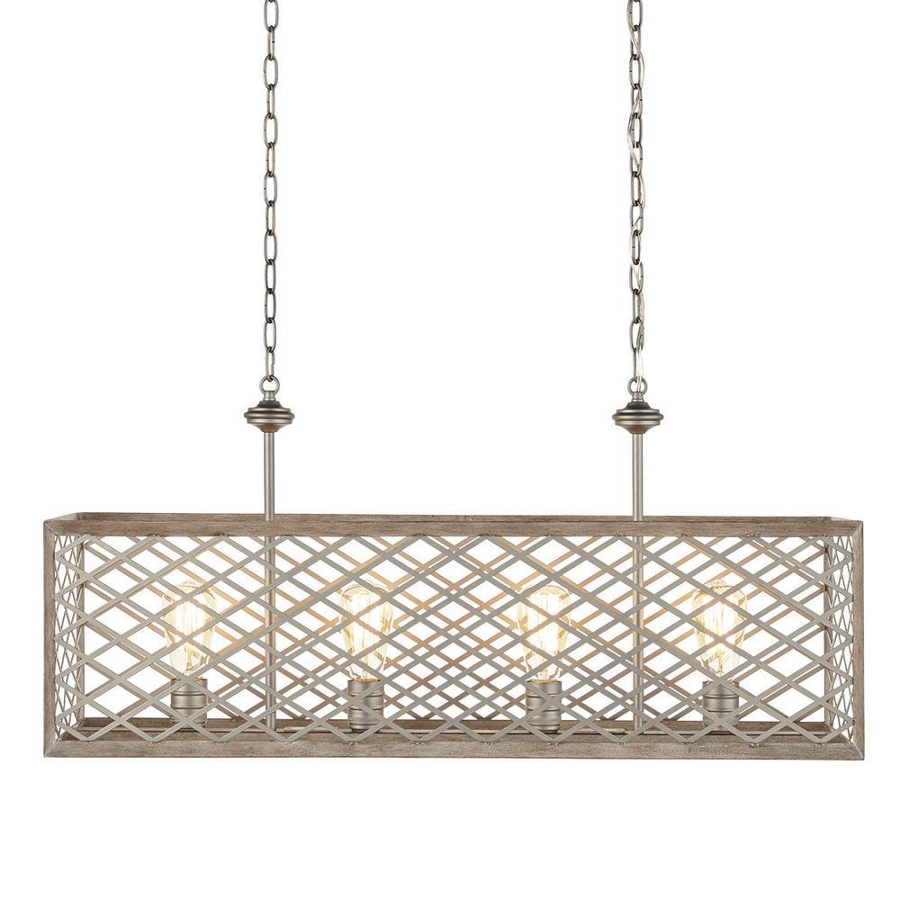 Home Decorators Collection 4-Light Gilded Pewter Linear Chandelier