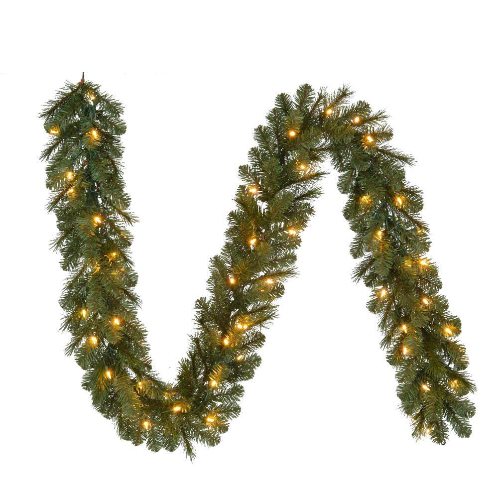 Home Accents Holiday 9 ft. Pre-Lit LED Artificial Wesley Spruce Christmas Garl..