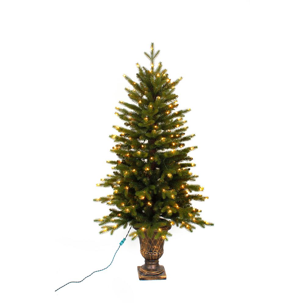 4 ft. Pre-Lit LED Aspen Fir Potted Artificial Christmas Tree with Warm White Micro Dot Lights