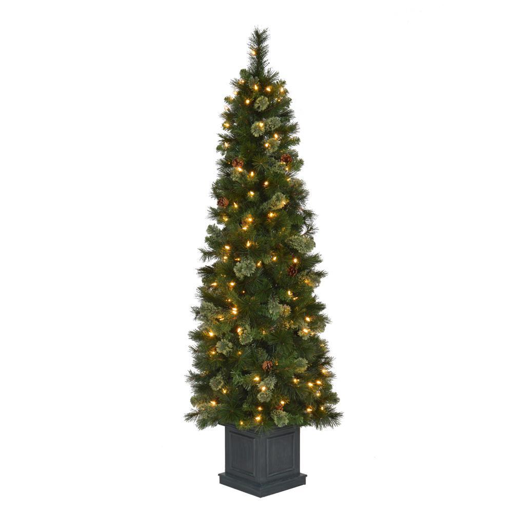 Martha Stewart Living 6 ft. Pre-Lit LED Alexander Pine Potted Artificial Christmas Tree with 457 Tips and 150 Warm White Lights