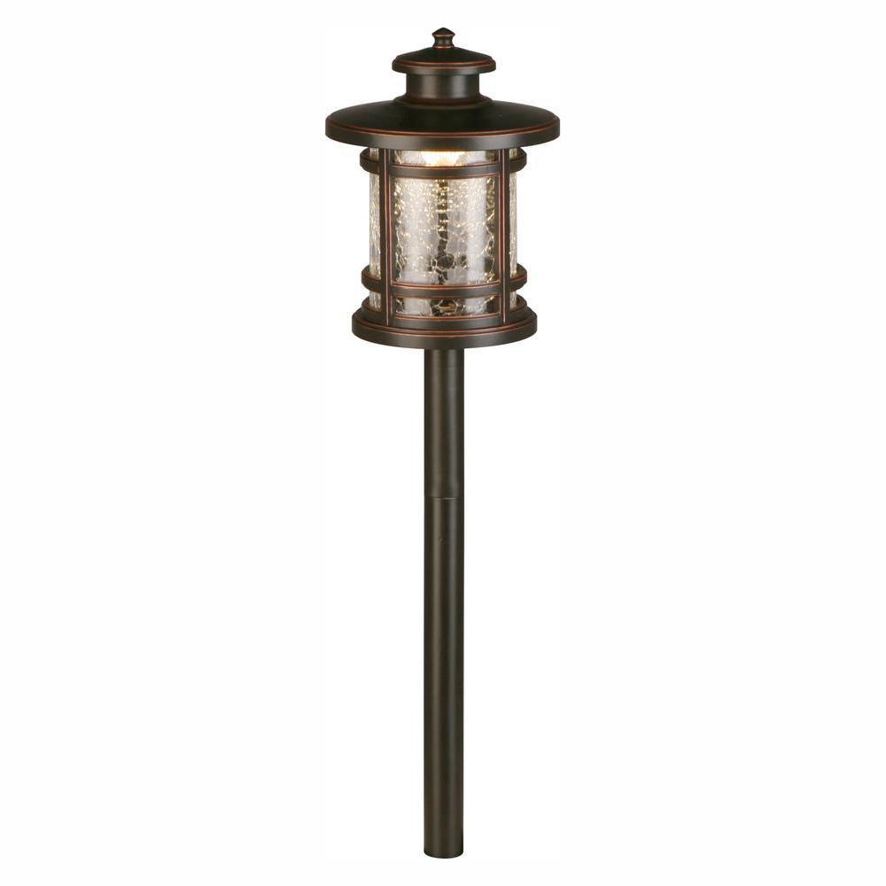 3-Watt Oil Rubbed Bronze Outdoor Integrated LED Landscape Path Light with Crackled Shade