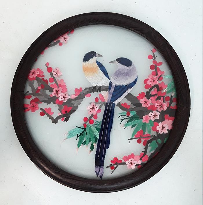 Chinese Handmade Suzhou Embroidery Screen - LOVEBIRDS