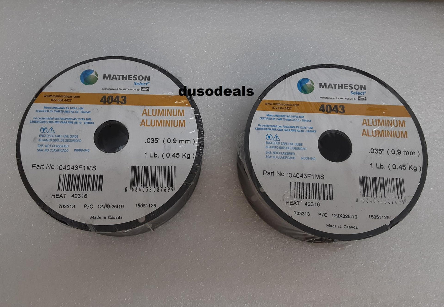 Matheson Select (.035" -0.9mm) 4043 Aluminum Welding Wire 1 lb *Lot of 2*