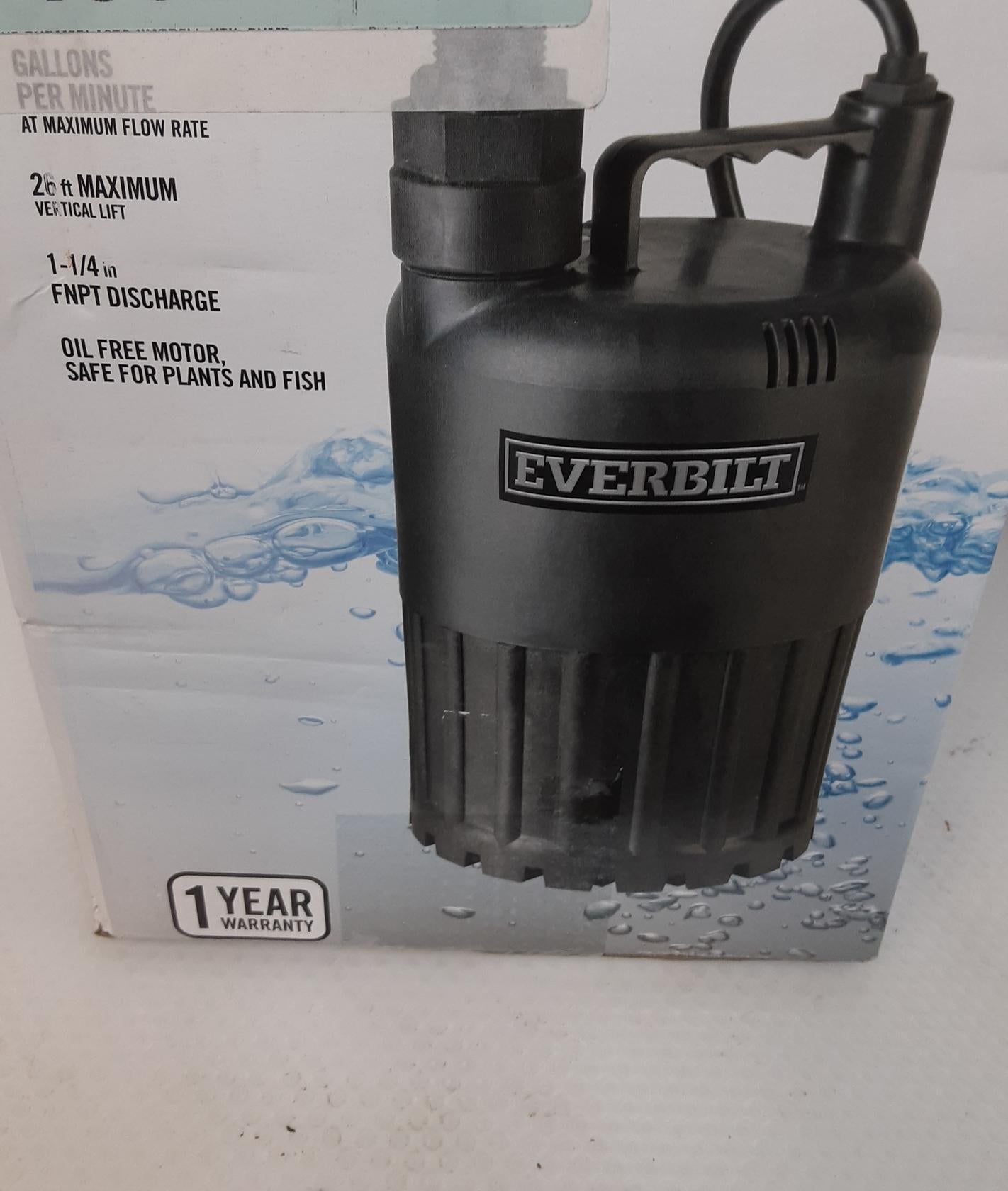 Everbilt Waterfall Utility Pump 4/10 Hp Submersible Sup80-hd *BEING SOLD AS IS*