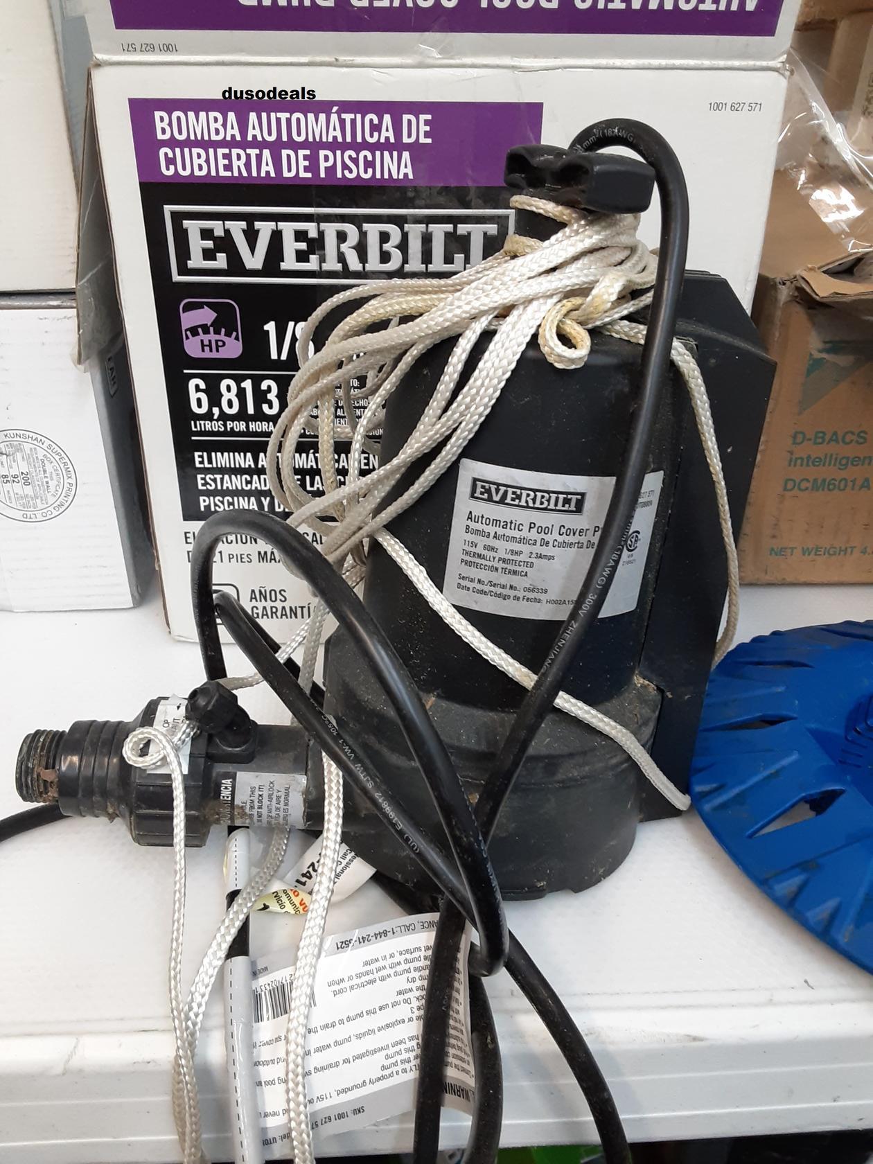 Everbilt 1/8 Hp Pool Cover Pump Ut08804-- BEING SOLD AS IS- see photo!