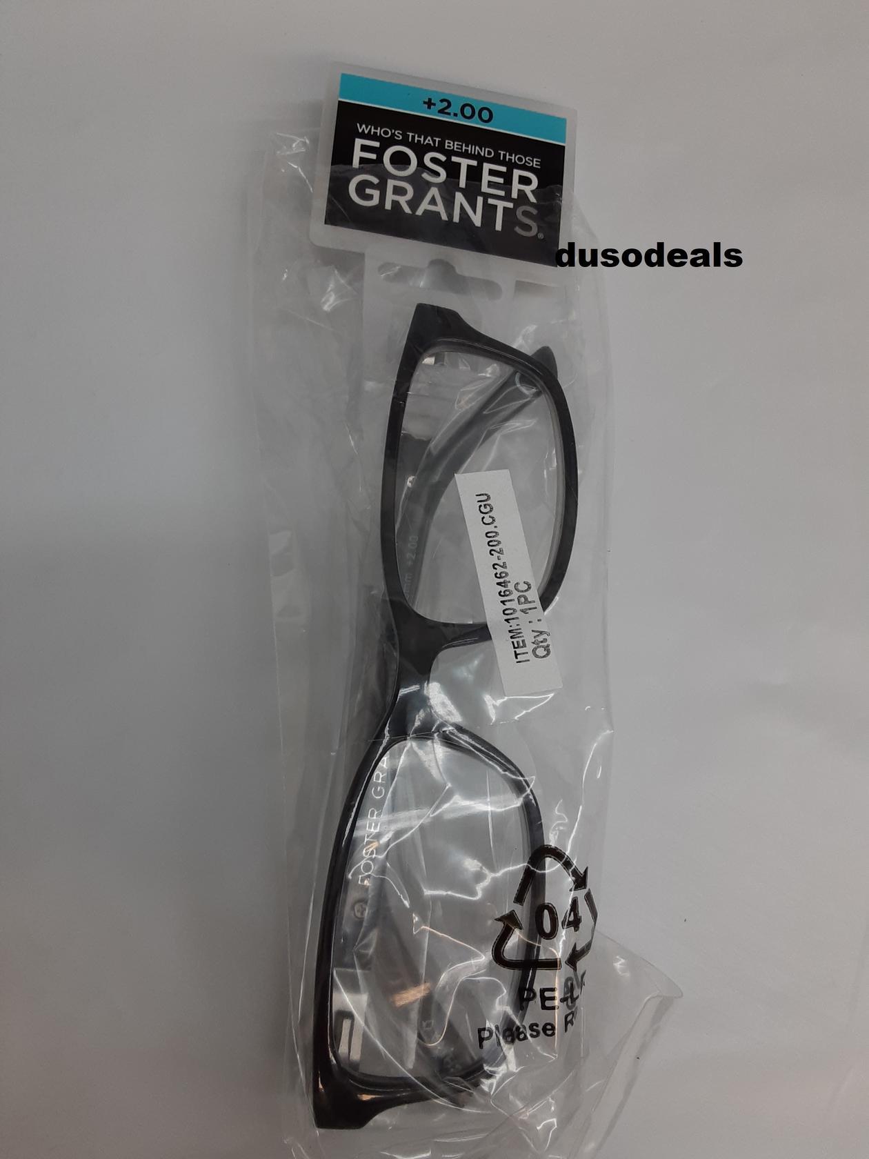 Foster Grants Unisex reading glasses; Boston; +2.00, Black