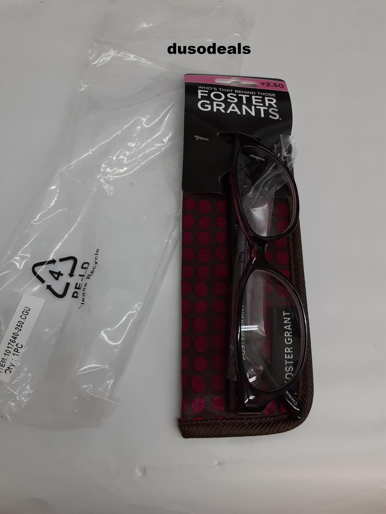 Foster Grant Women's Monica Mag Purple Reading Glasses +2.50 With Soft Case