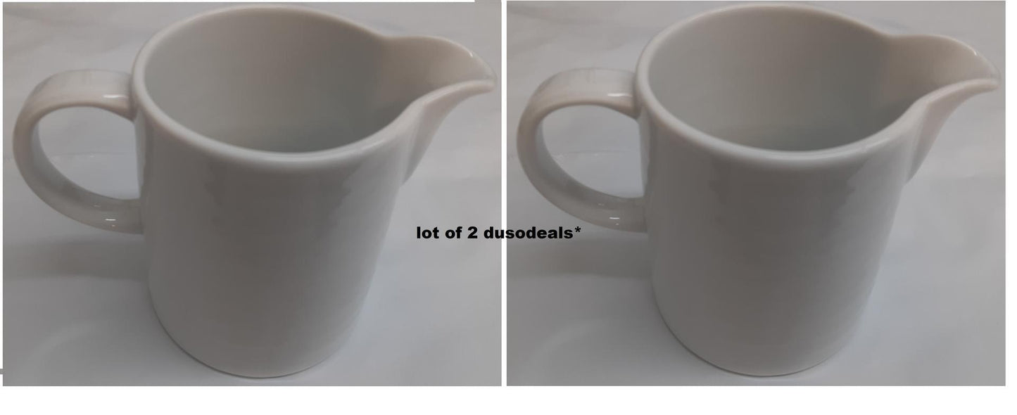 Crate & Barrel Roulette White Creamer 13 oz, Made in Portugal *LOT OF 2*