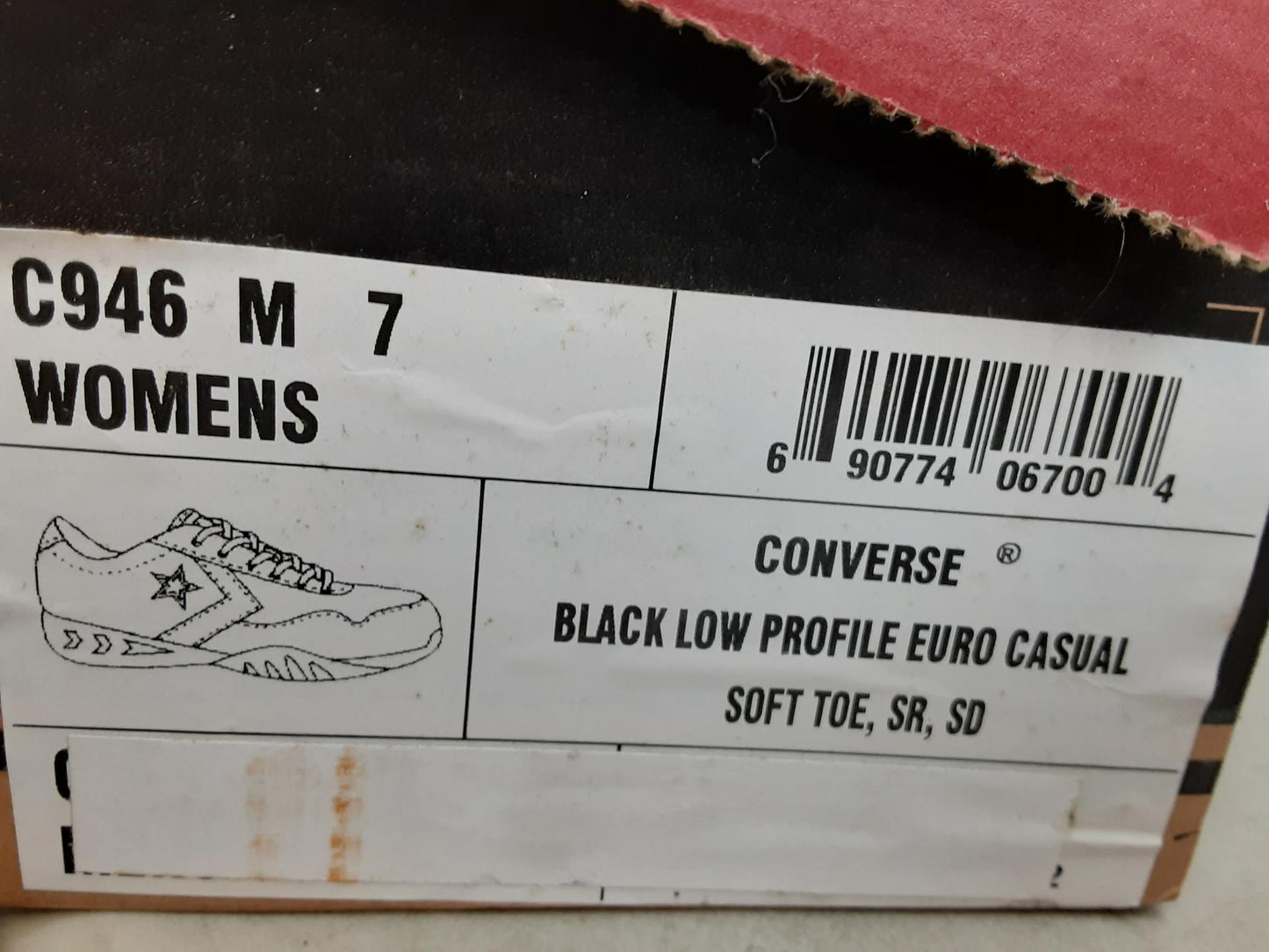 Converse Work Black Low Profile Euro Casual Soft Toe, Womens Size 7 Medium-open