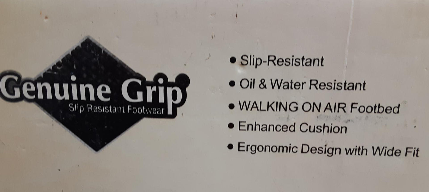 Genuine Grip 1110, Slip Resistance w/'walking on air' foot cushion Mens 7.5 READ