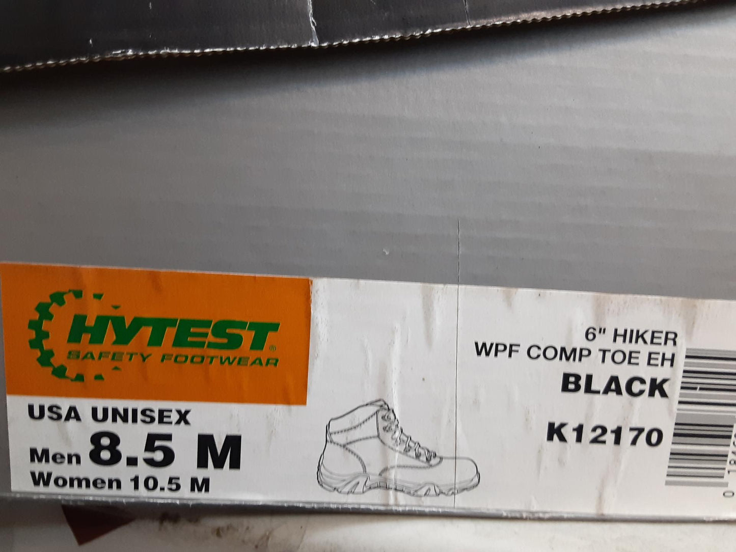 Hytest Unisex** 6" Hiker WPF, Comp Toe, EH, Black/Brown, K12170, OPEN BOX
