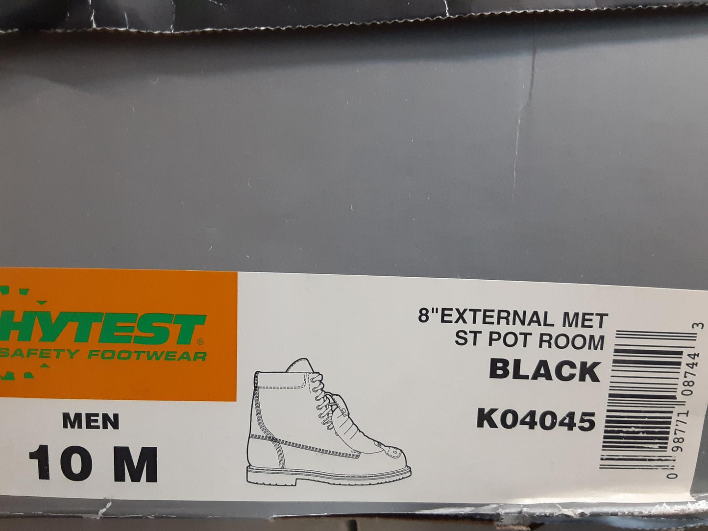 *Defects- Hytest 8" External Met St Pot Room, Black, K04045, Size 10 Medium