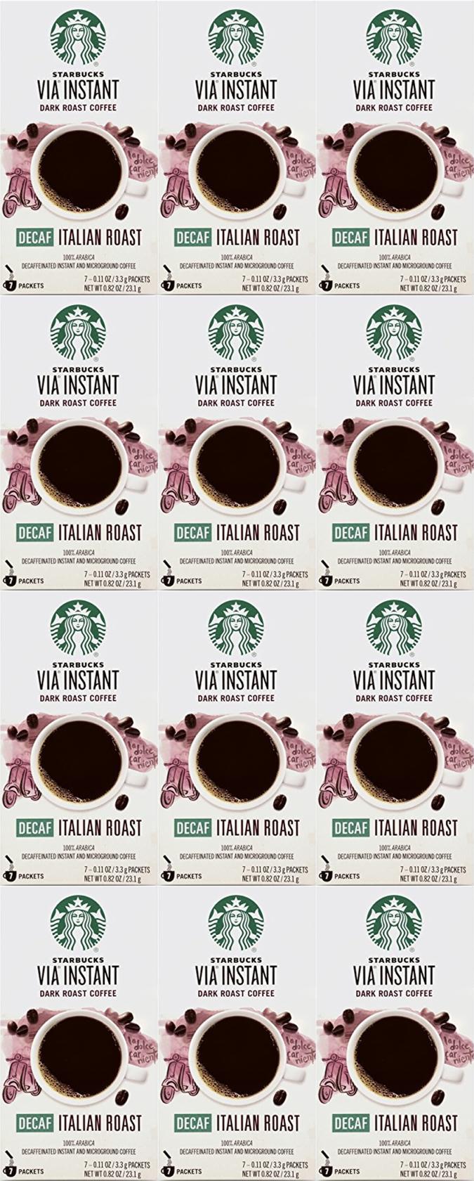 84 COUNT Starbucks VIA Instant Coffee Decaf Italian Roast Best By September 2020