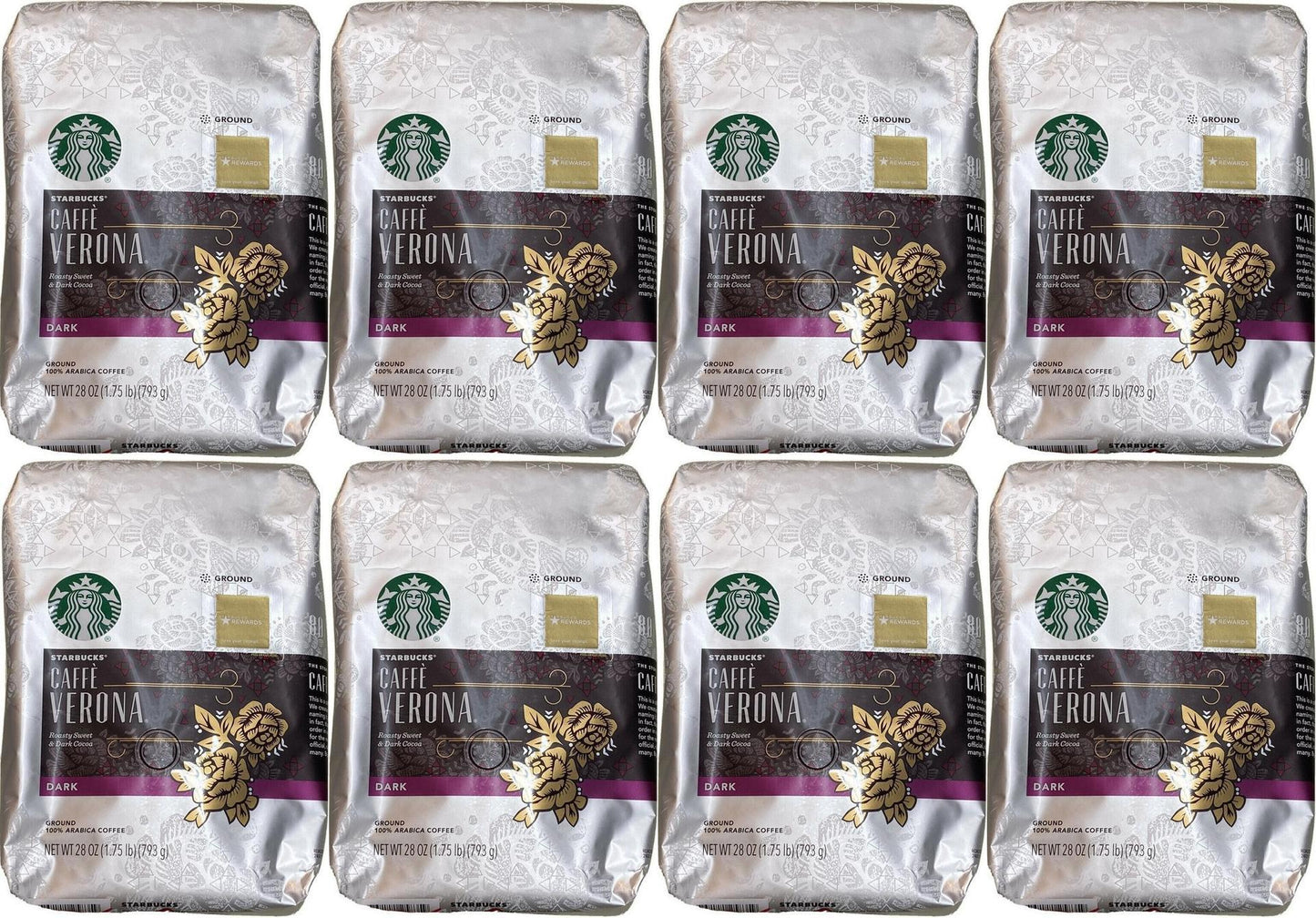 8 PACK Starbucks Caffe Verona Dark Roast (28 oz. Each) Best Before January 2020