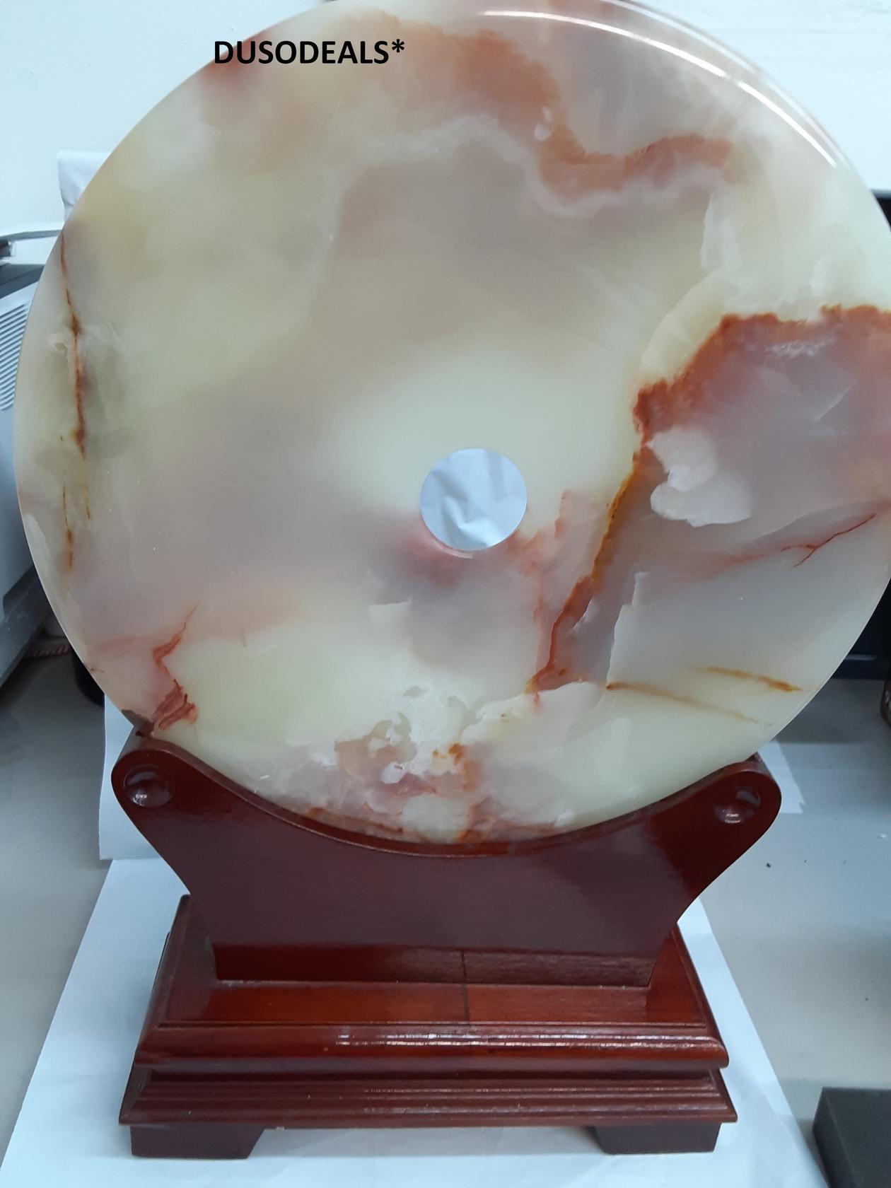 Decorative Onyx Marble Desk Ornament With Bronze Wood Stand *BEST OFFER