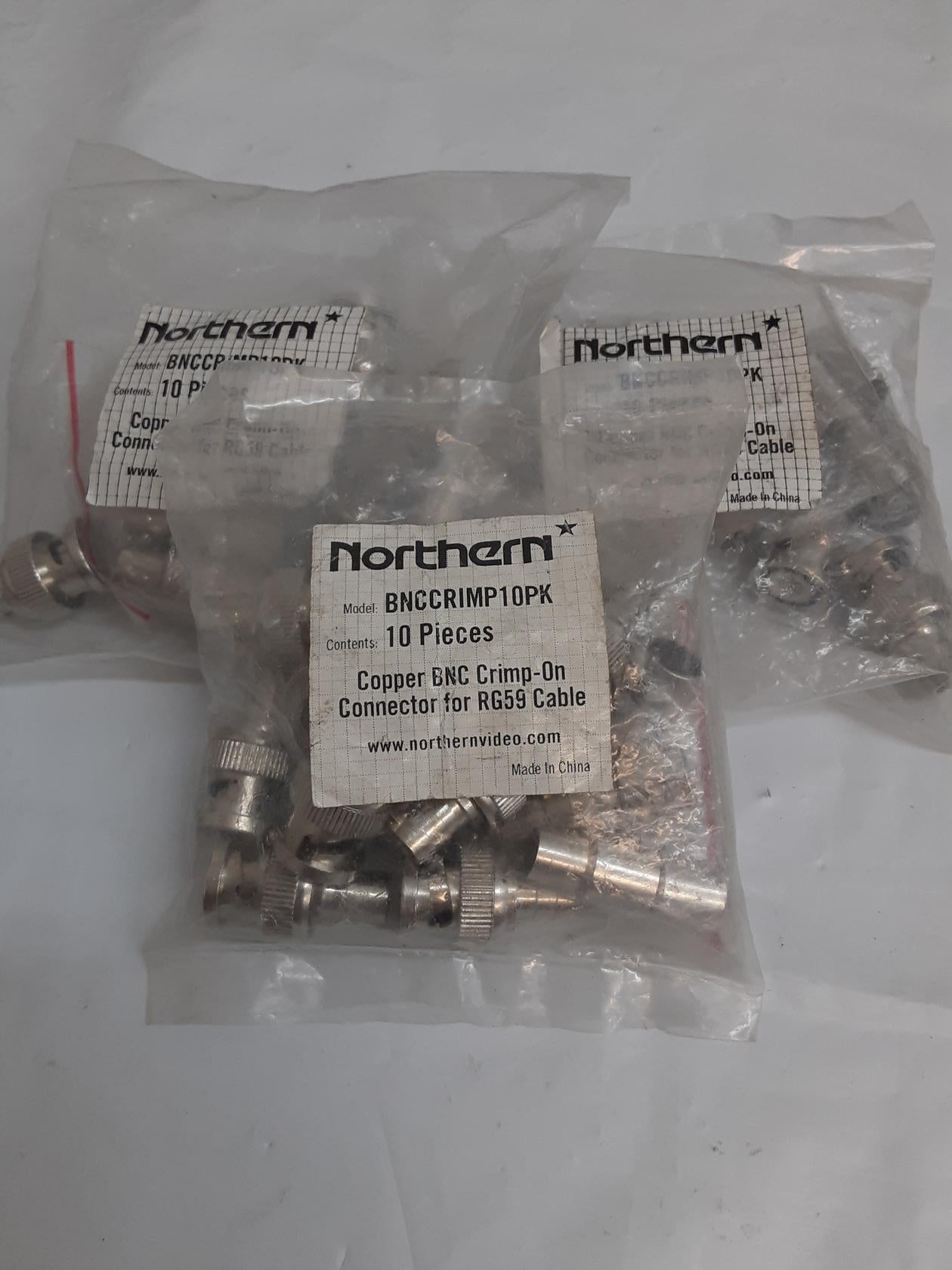 Copper BNC Crimp-On Connector for RG59 Cable 10 pack: Lot of 3 = 30 pieces