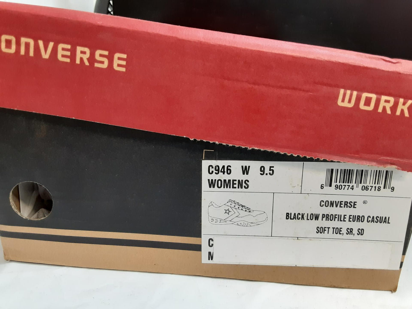 Converse Low Profile, Euro Casual, Soft Toe, SR, C946, Size 9.5 Wide -open box