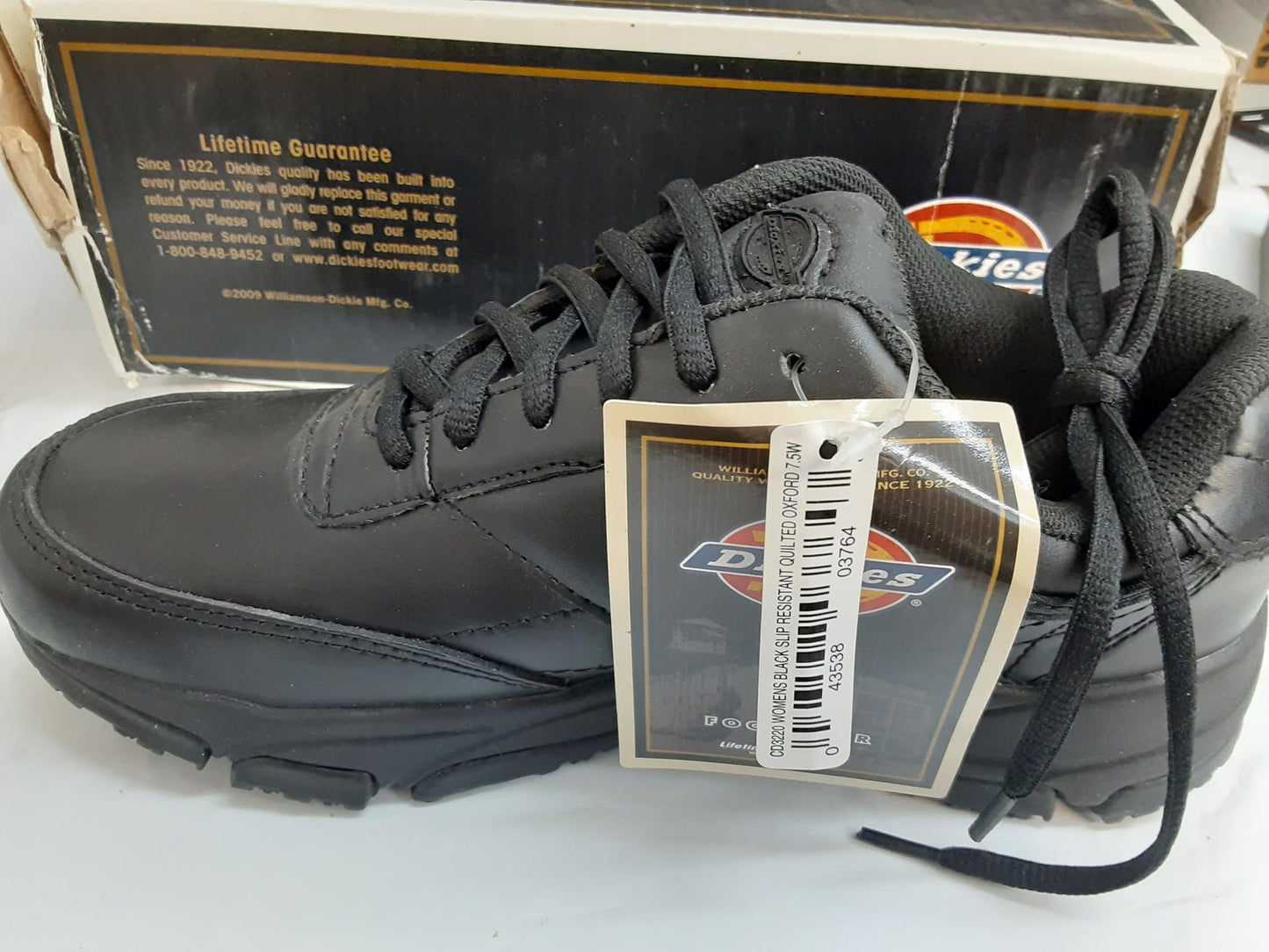 Dickies Slip Resistant, Quilted Oxford, CD3220, Size 7.5 Wide Women, Black