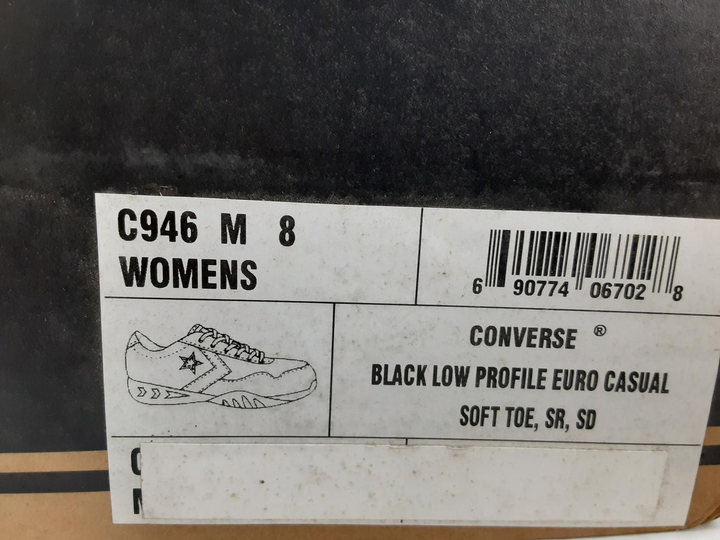 Converse Low Profile Euro Casual, Soft Toe, Black, C946, 8 Medium Womens