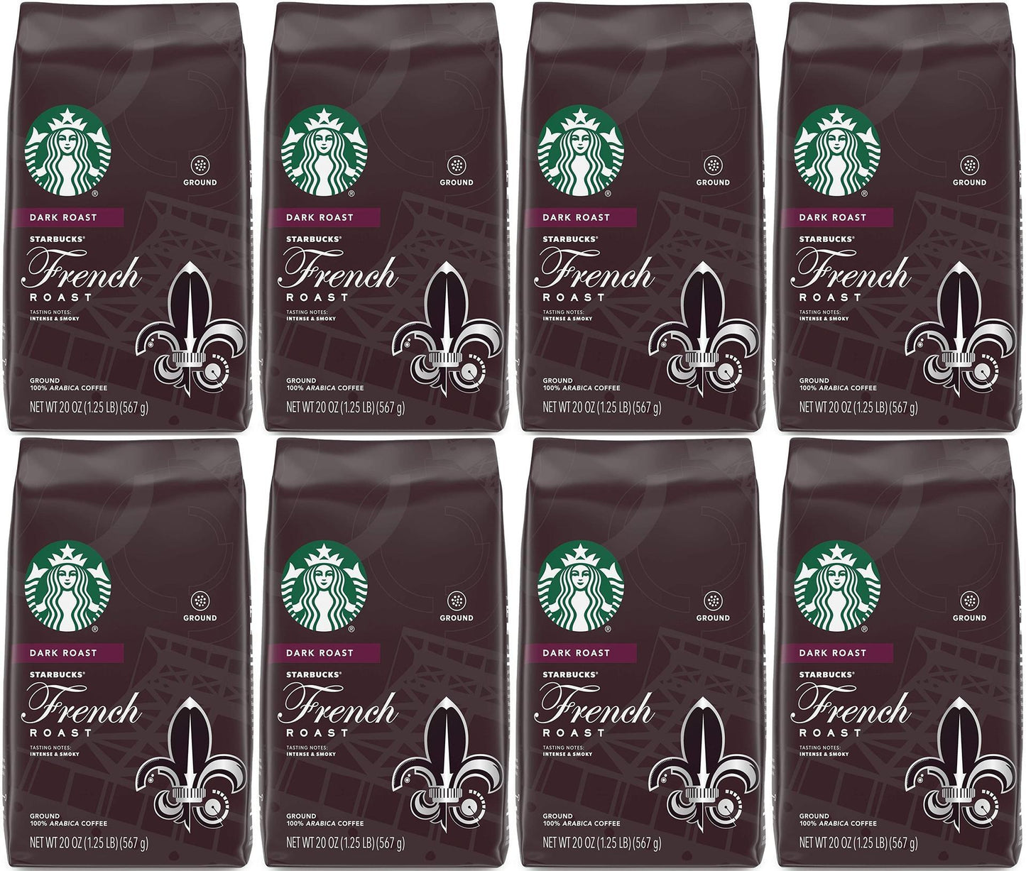 8 PACK 10 LBS Starbucks French Dark Roast Ground Best Before December 2020