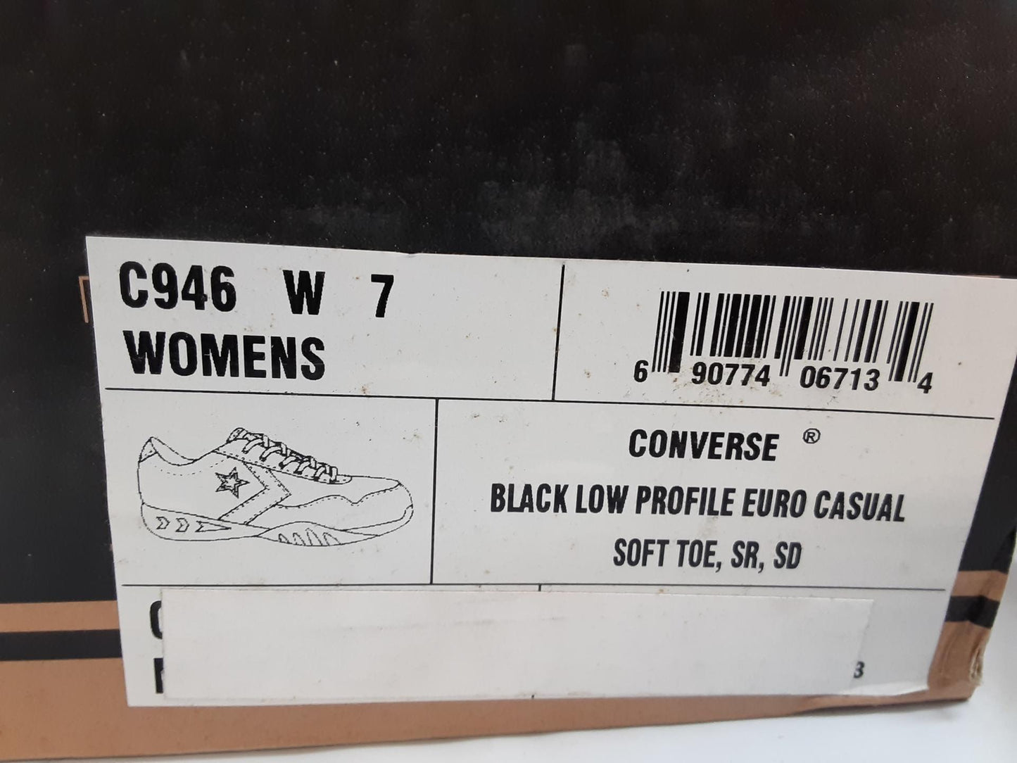 Converse Work Low Profile- Euro Casual- Size 7 Wide- Women- Black - NEW-Open Box