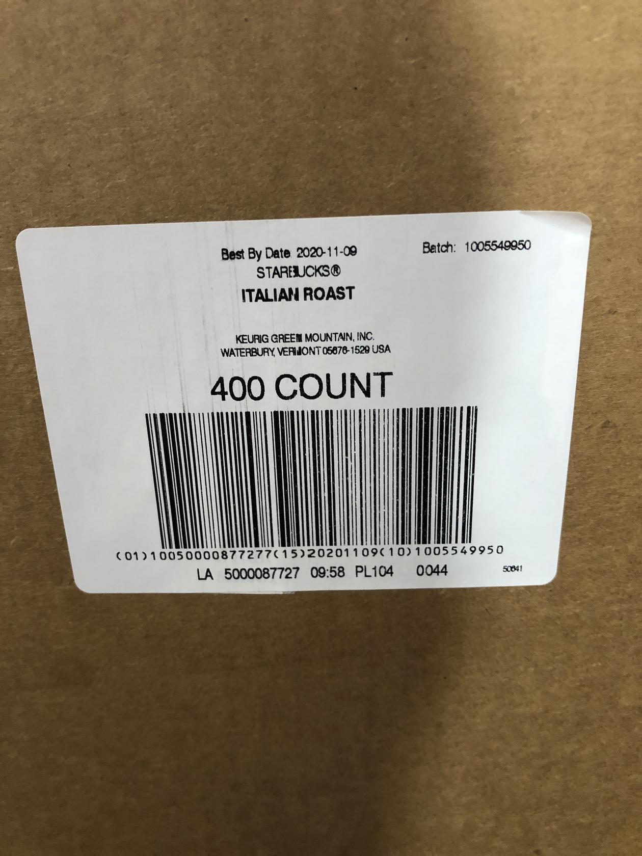 400 Starbucks Sumatra Dark Roast K Cups BBD 12/2020