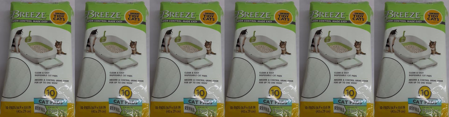 Breeze from Purina Tidy 'Cats Pads' Refill -10-Ct Pouches (LOT OF SIX -6) NEW