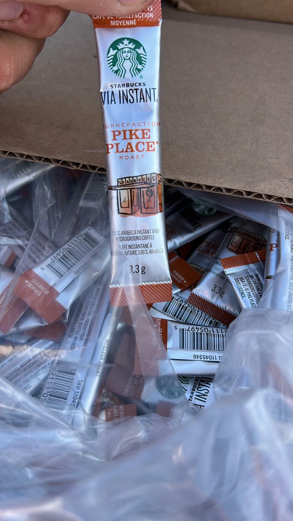 Starbucks Via Instant Pike Place Coffee Medium Roast 1,300 Packets Box